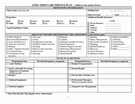 Home Care Care Plan Template