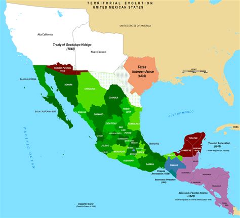 The Territorial Evolution Of Mexico 1821 To 2009 After Independence