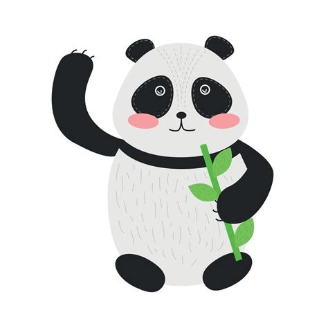 Ilustración De Un Animal Panda Con Bambú Panda Con Bambú En El Pata