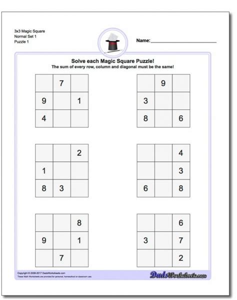 Magic Square Puzzles This Page Has 3x3 4x4 And 5x5 Magic Square