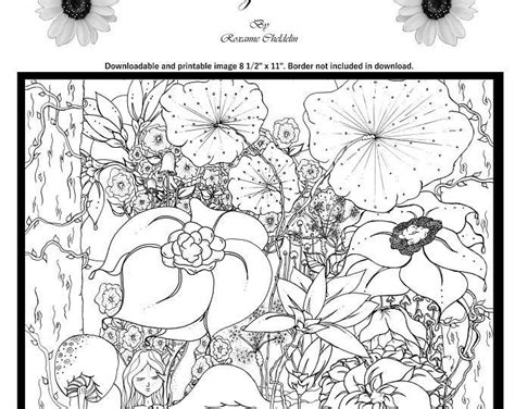 Printable Coloring Page Fantasy Floral Girl Portrait Etsy Coloring