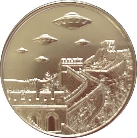 1 Ounce Silver Intaglio Mint Ufos Over The Great Wall Of China
