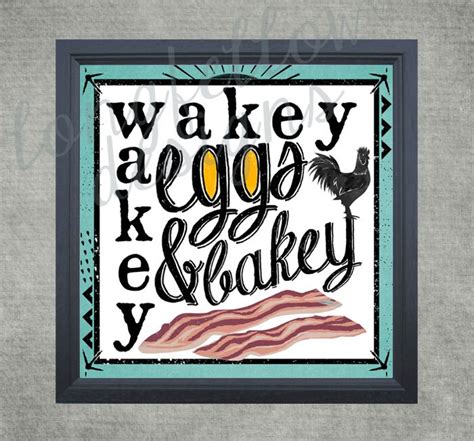 Wakey Wakey Eggs And Bakey Fun Kitchen Print By Longfellowdesigns