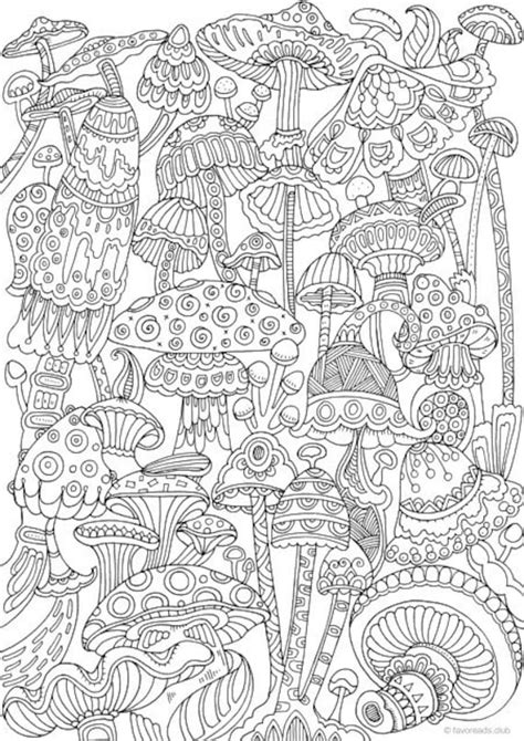 Mushrooms Printable Adult Coloring Page From Favoreads Etsy Hot Sex