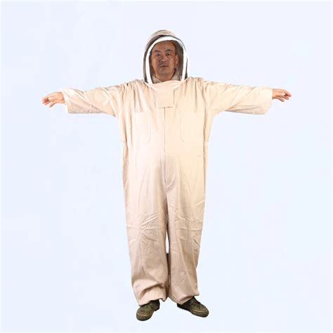 Zstpetfarmbeige Anti Bee Suit Wear Protective Clothing Siamese Bee Hat