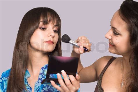 Two Girls Making Up Stock Image Colourbox