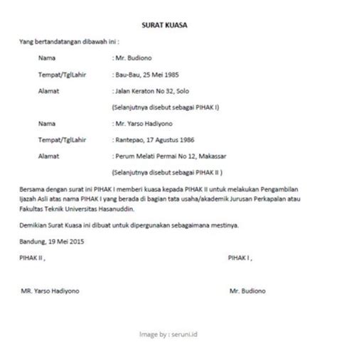 Contoh Surat Kuasa Pengambilan Ijazah Gunadarma Kumpulan Letter Images