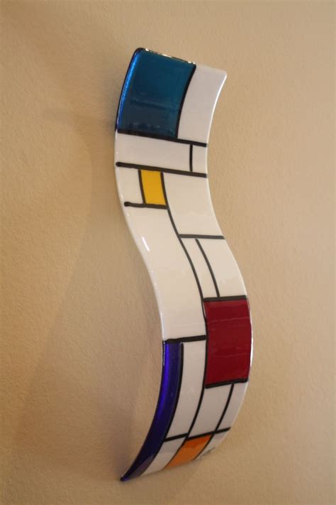 Hand Made White De Stijl Themed Fused Glass Wall Art By J M Fusions Llc