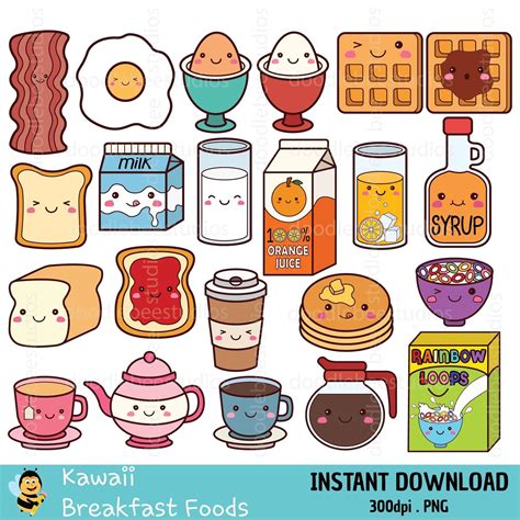 Kawaii Breakfast Foods Clipart Breakfast Food Clipart Cute Uk In 2023