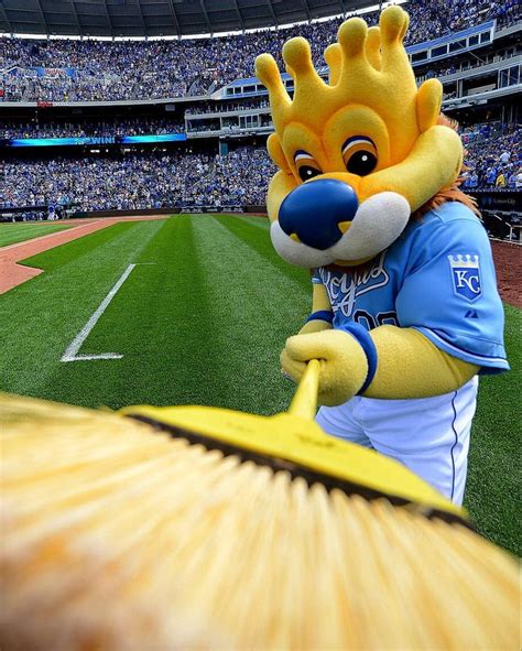 A Mascot Is Cleaning The Field At A Baseball Game