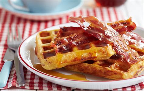James Martins Bacon Waffles With Maple Syrup Breakfast Recipes