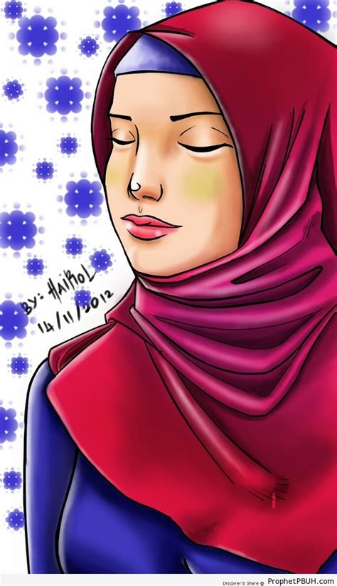Hijabi Lady With Closed Eyes Drawings Prophet Pbuh Peace Be Upon Him