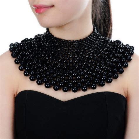 Colors Chunky Statement Necklace For Women Bib Collar Choker Pearl