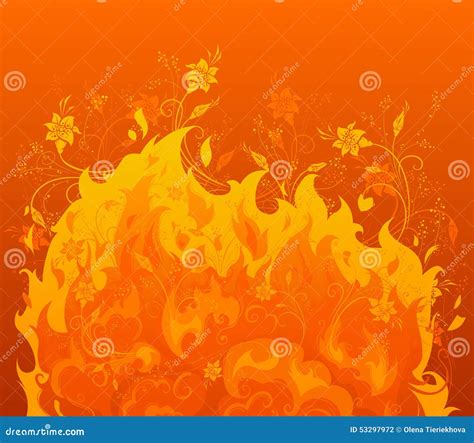 Fiery Flowers Stock Vector Illustration Of Natural 53297972