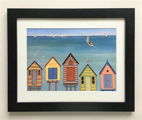 Beach Huts Framed Limited Edition Seaside Print By Edwina Cooper Designs Notonthehighstreet Com