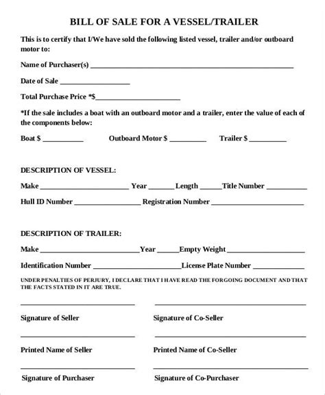 bill  sale template   word  documents