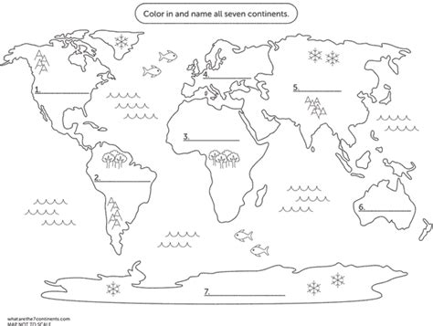 Free Coloring Map Of The Continents