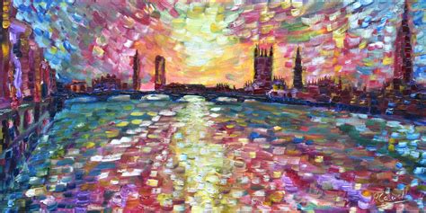 Large Oil Paintings for sale of London Westmeinster Bridge and Thames