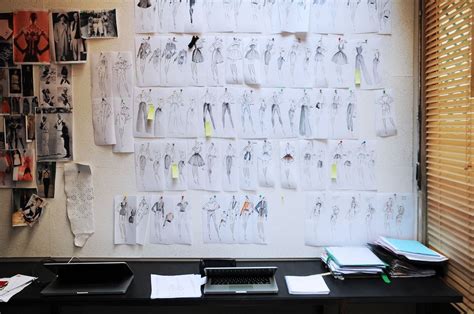 The designer’s sketches serve as the inspiration board at his workspace ...