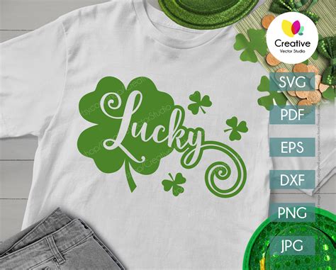 Lucky Shamrock Svg Png Dxf Cut File Creative Vector Studio