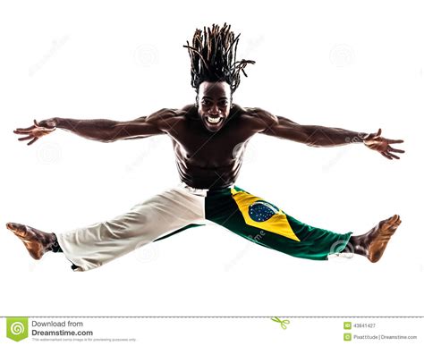 Brazilian Black Man Dancer Dancing Capoeira Silhouette Stock Image