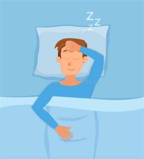 Sleeping Man Face Cartoon Character Happy Guy Have A Sweet Dream Stock