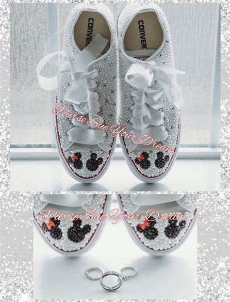 Custom Minnie Mouse And Mickey Mouse Bridal Converse Wedding Shoes