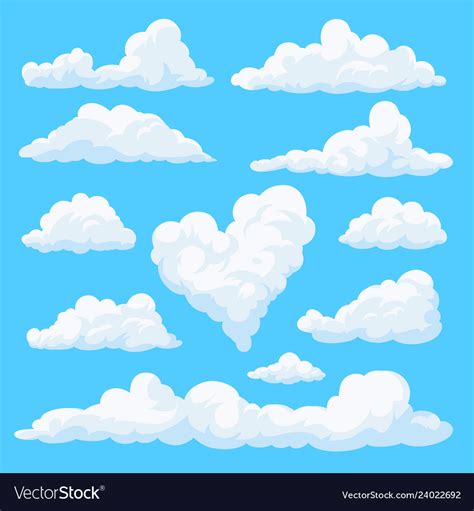Fluffy Clouds In Cartoon Style Royalty Free Vector Image