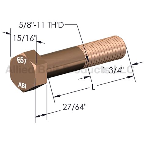 58 11 X 10 Silicon Bronze Hex Cap Screw Allied Bolt Products Llc
