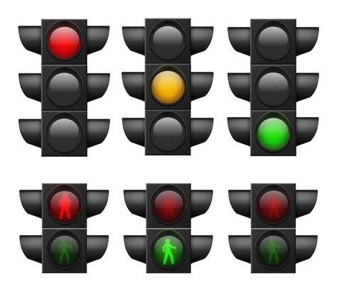 Premium Vector Realistic Traffic Light Led Lights Red Yellow And