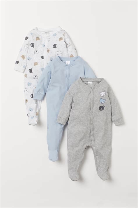 Pyjamas En Coton Lot De 3 Bleu Clairours Enfant Handm Fr 1 Baby