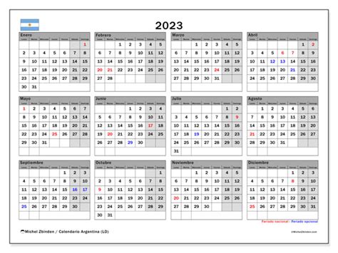 Calendario 2023 Para Imprimir “argentina Ld” Michel Zbinden Ar