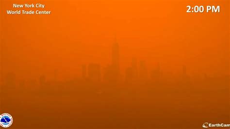 New York Skyline Covered In Orange Haze Due To Wildfires Trending