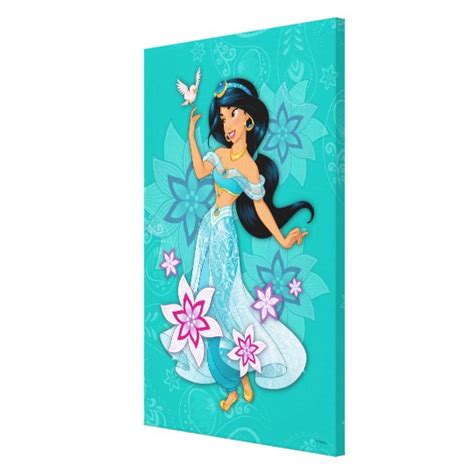 Princess Jasmine With Bird Floral Canvas Print