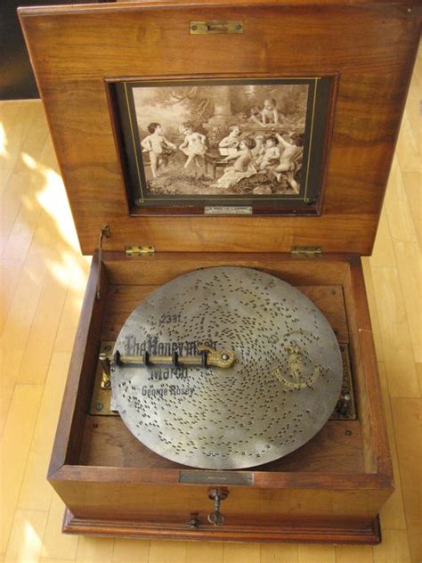 Original Antique Polyphonic Music Box With 25 Records 28 Cm Diameter