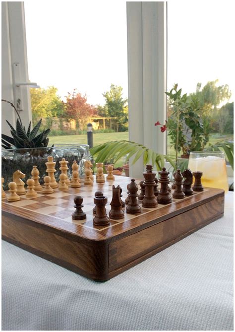 Beautiful 12 Inch Square Magnetic Solid Wooden Chess Set Wonderfully