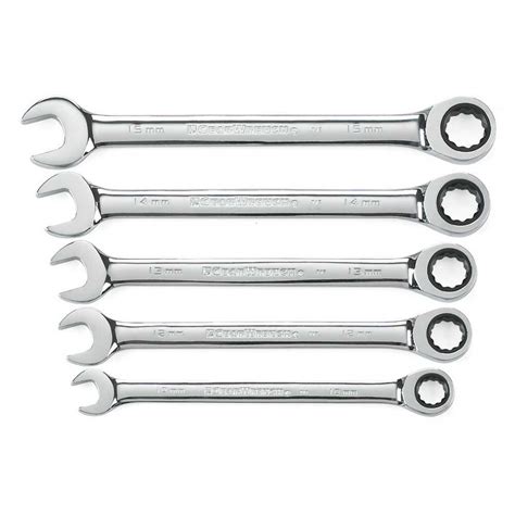 Gearwrench Metric Combination Ratcheting Wrench Set 5 Piece 93004d The Home Depot