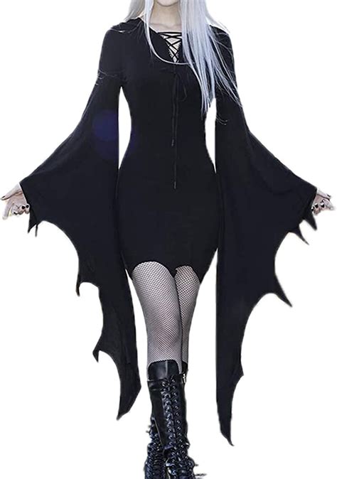 Keepmore Women Fancy Bat Halloween Costume Dress Batwing Long Sleeve Bodycon Dress