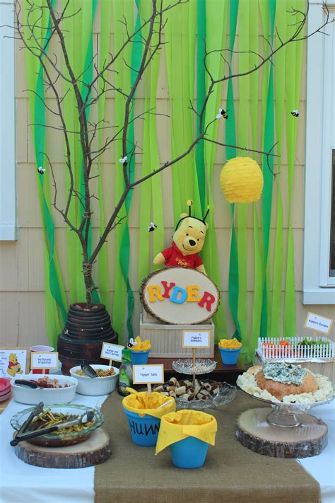 Ryders 1st Birthday Party Winnie The Pooh Table Decorations 1st