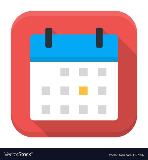 Calendar App Icon With Long Shadow Royalty Free Vector Image
