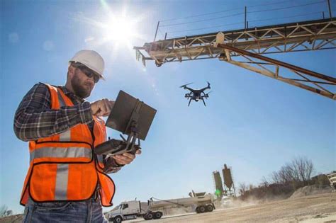 Construction Worker With Drone Unmanned Systems Technology
