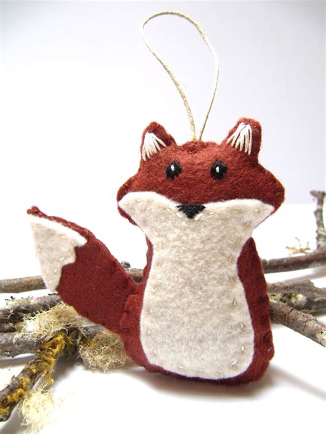 personalized fox ornament fox christmas ornament wool felt etsy