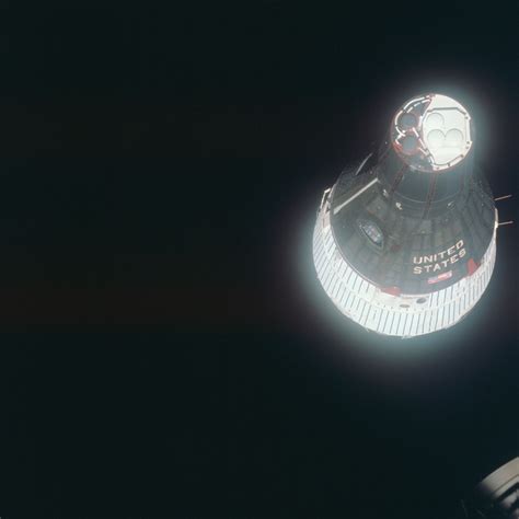 Nose On View Of The Gemini 6a Spacecraft Against The Blackness Of Space