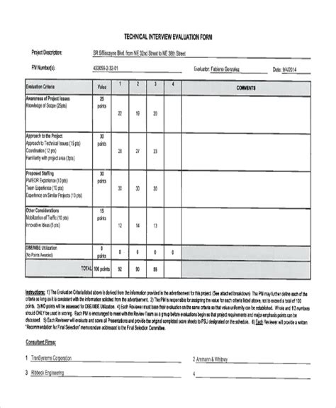 Free 13 Sample Interview Evaluation Forms In Pdf Ms Word Excel