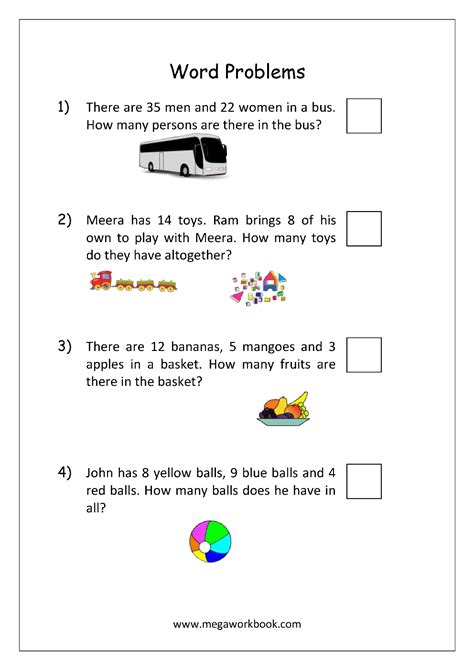 Addition And Subtraction Word Problems Worksheets For Kindergarten And