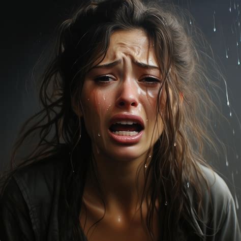 Premium Ai Image A Woman Crying With Water Dripping Down Her Face