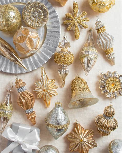 Silver And Gold Christmas Ornament Set Balsam Hill