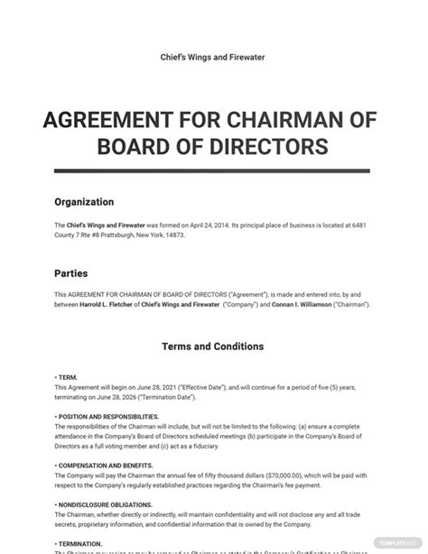 Board Of Directors Handbook Template
