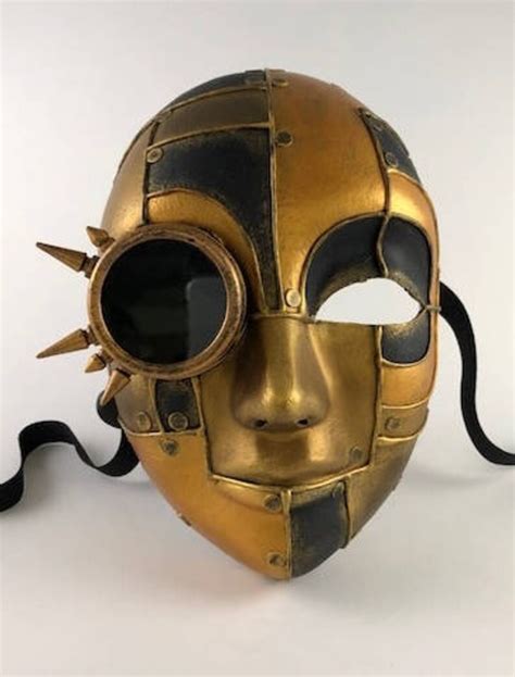 Venetian Full Face Mask Futuristic Copper Etsy