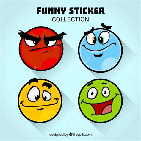 Premium Vector Funny Faces Stickers Collection